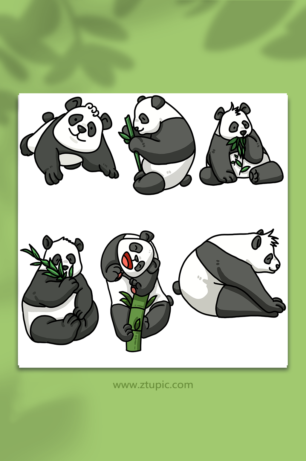 可爱的熊猫动物元素插画素材