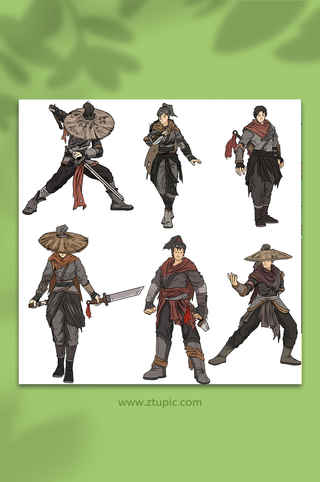 帅气武林武侠江湖侠客人物插画元素素材