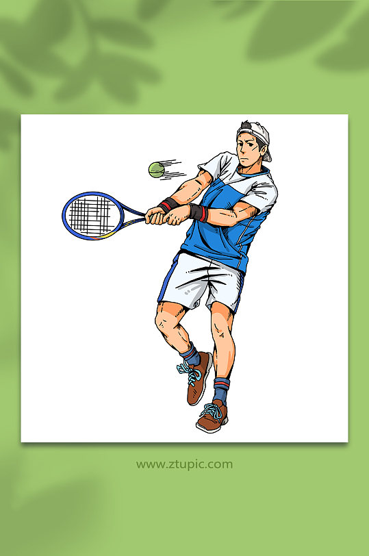 漫画网球少年打网球运动人物插画