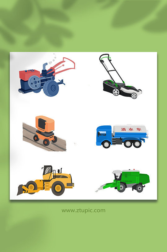 卡通农用车农业机械设备元素插画