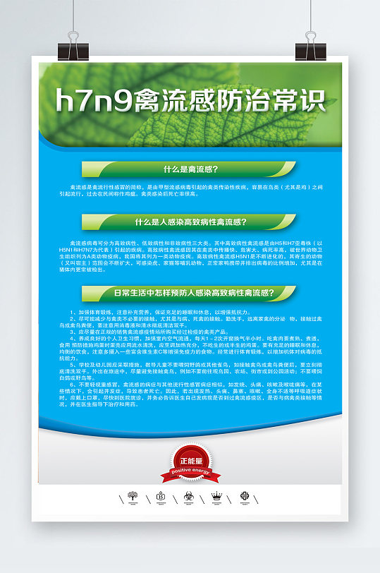 h7n9禽流感防治常识海报