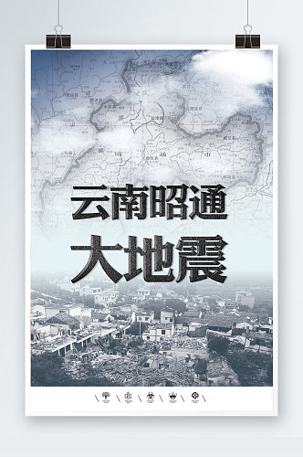 云南昭通大地震海报