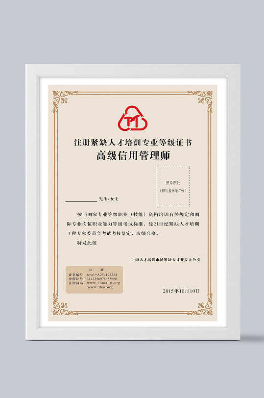专业等级证书模板-众图网
