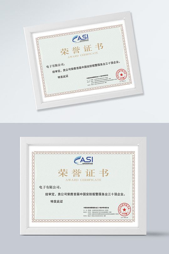 中国安防报警行业证书
