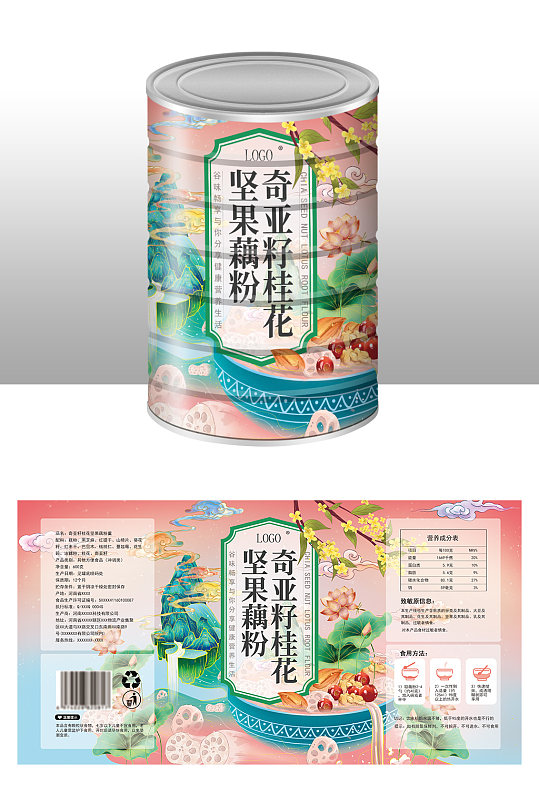 食品标签插画中国风标签产品标签外包装