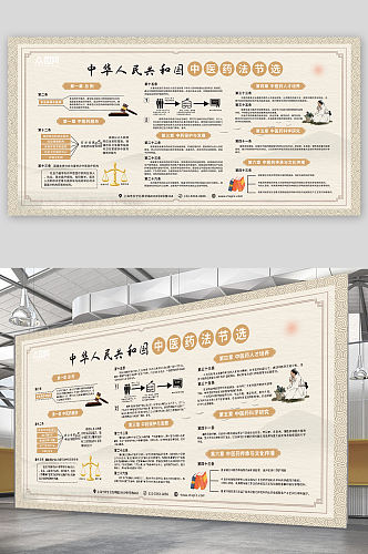 古风中华人民共和国中医药法宣传展板