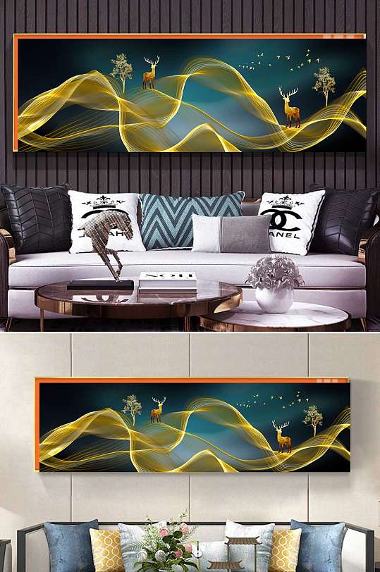 新中式风景麋鹿装饰画