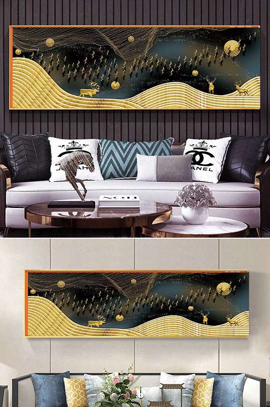 金色高端大气新中式装饰画
