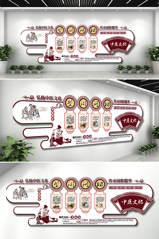 中国风传统中医文化墙-众图网
