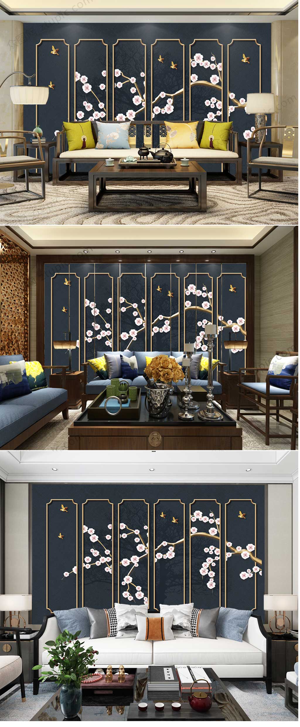简约轻奢花鸟工笔画素材