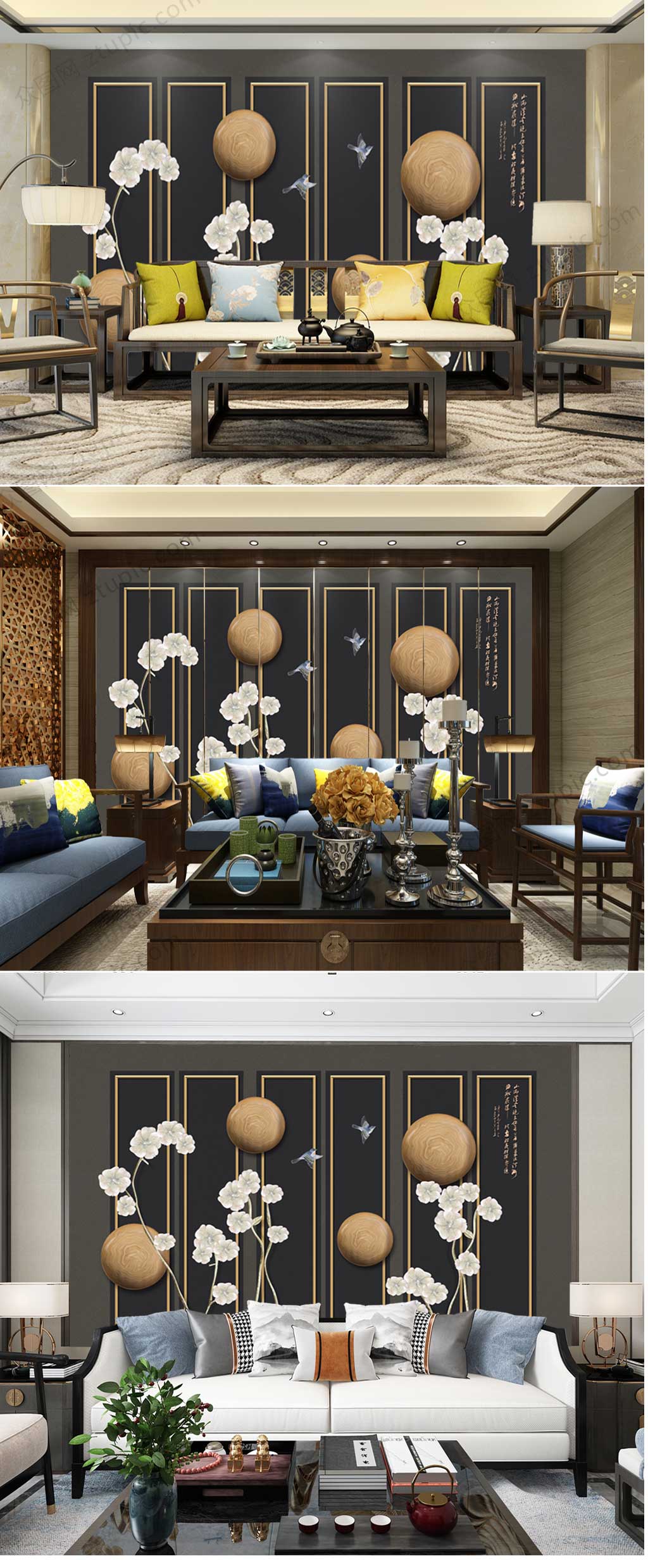 中式轻奢花鸟工笔画素材