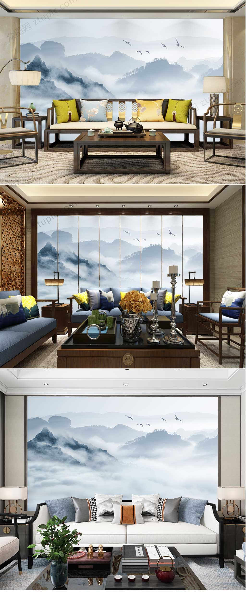 水墨山水风景背景墙素材