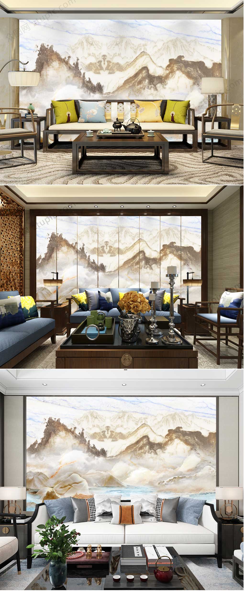 大理石山水背景墙素材
