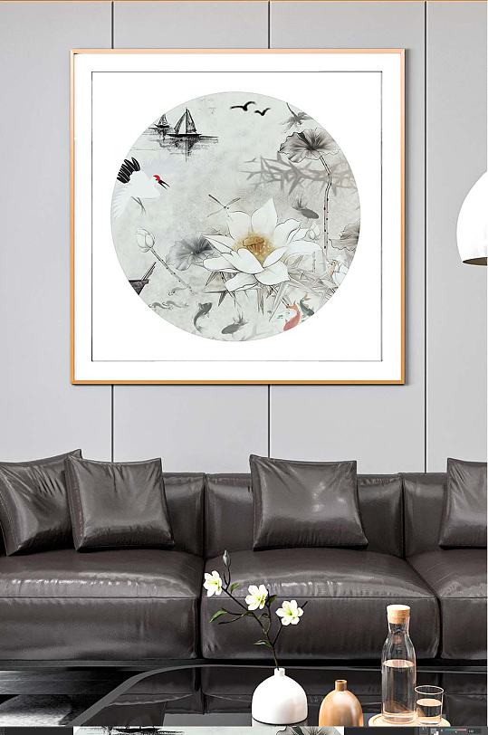 新中式水墨莲花装饰画