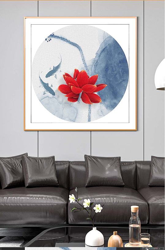 莲花水墨新中式装饰画