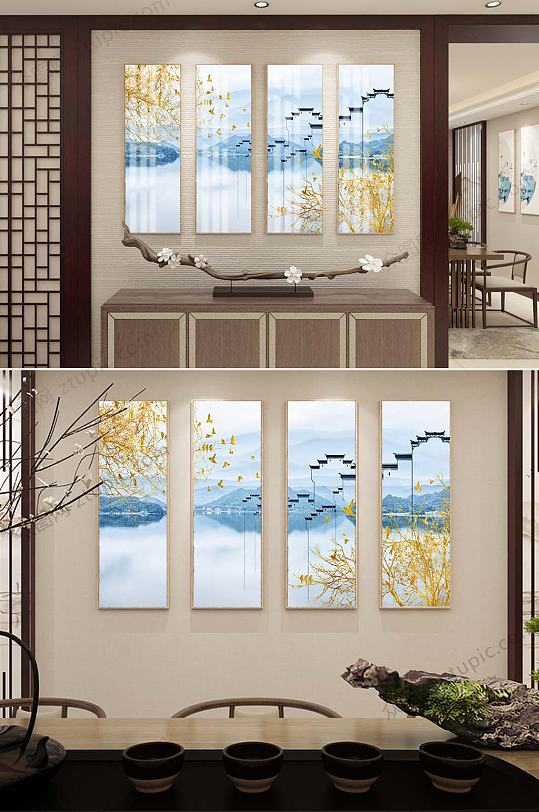 新中式江南山水四联-众图网