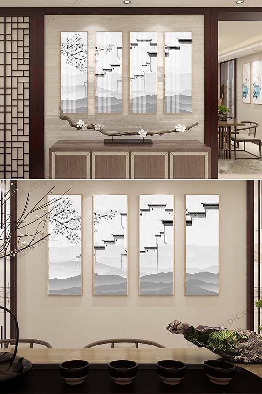 江南四联装饰挂画-众图网