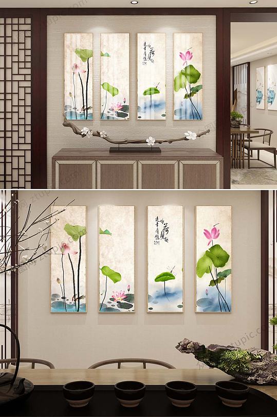 四联莲花装饰挂画-众图网