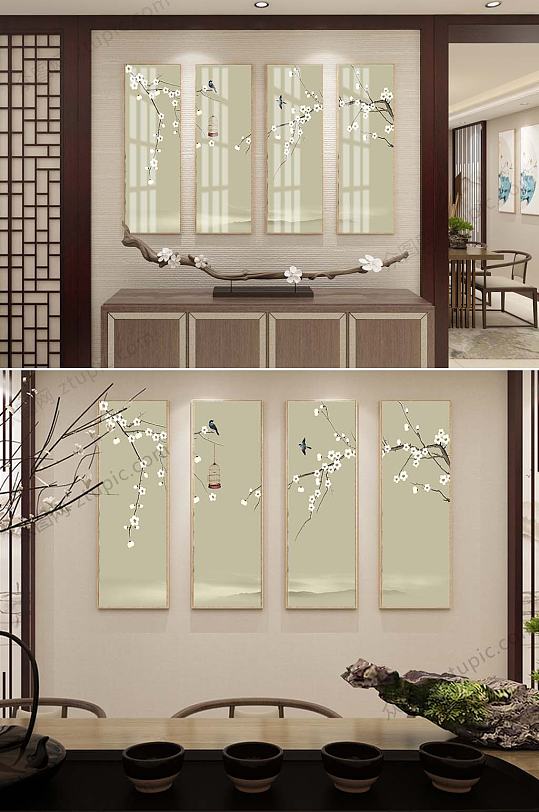 花鸟装饰四联挂画-众图网