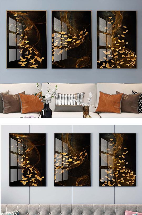 简约抽象三联装饰画-众图网