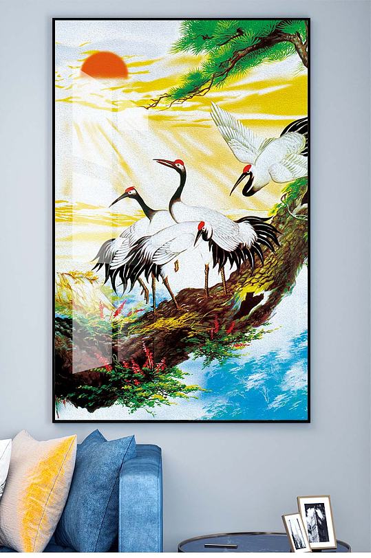 松鹤入户装饰挂画-众图网