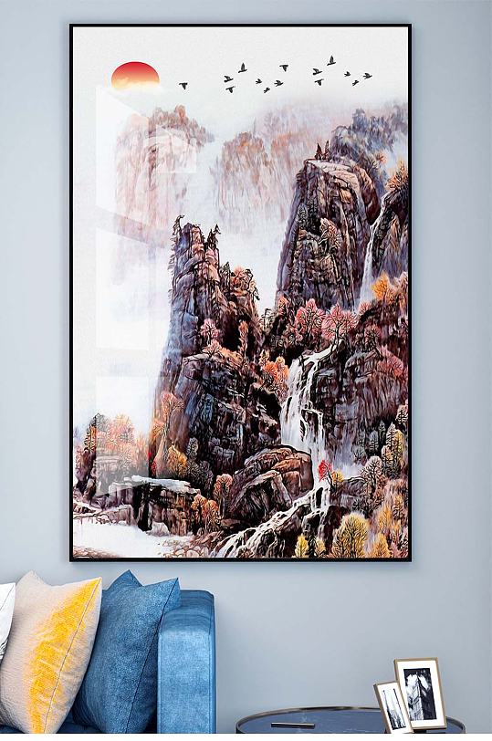 中式山峰装饰挂画沙发背景墙装饰画