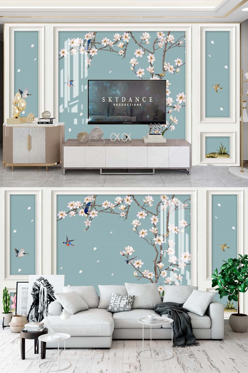 中式花鸟电视背景素材