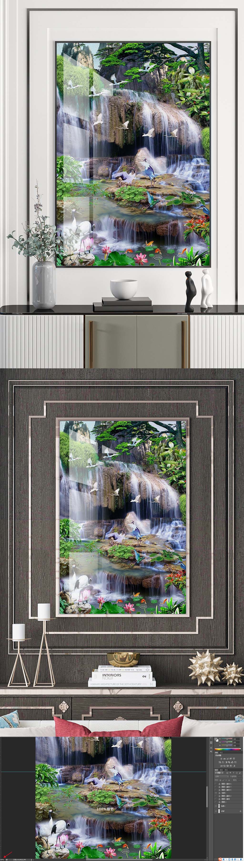 新中式玄关装饰挂画素材
