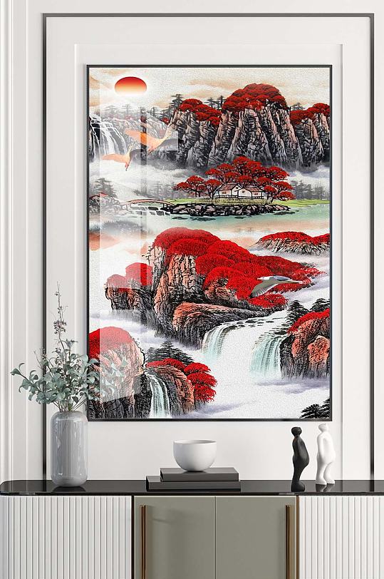 旭日东升装饰油画-众图网