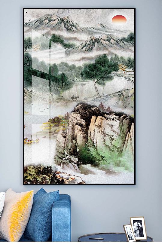 松柏装饰挂画中式-众图网