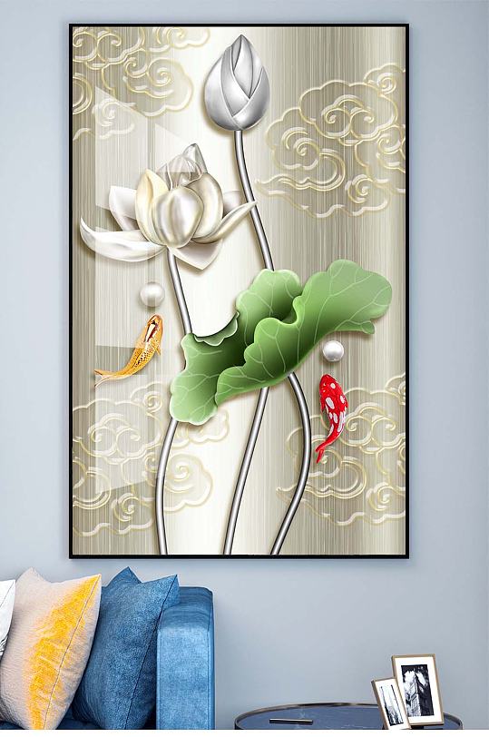 荷花中式装饰挂画-众图网