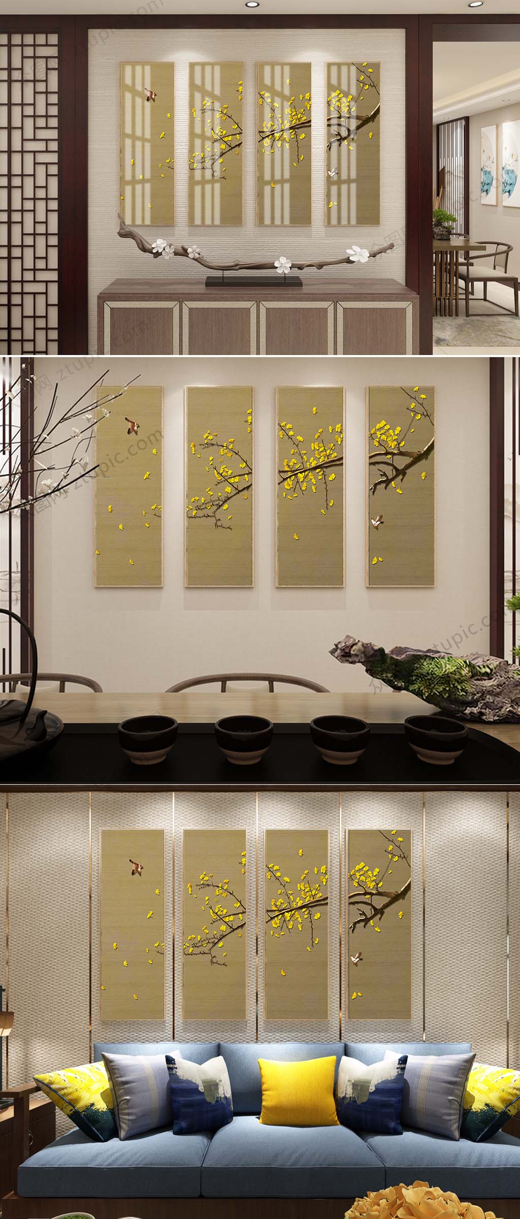 工笔花鸟装饰挂画素材