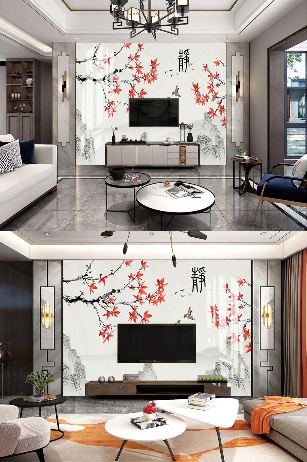 中式花鸟电视背景素材