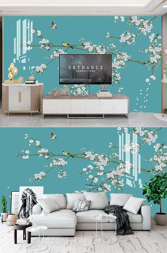 花鸟手绘电视背景-众图网