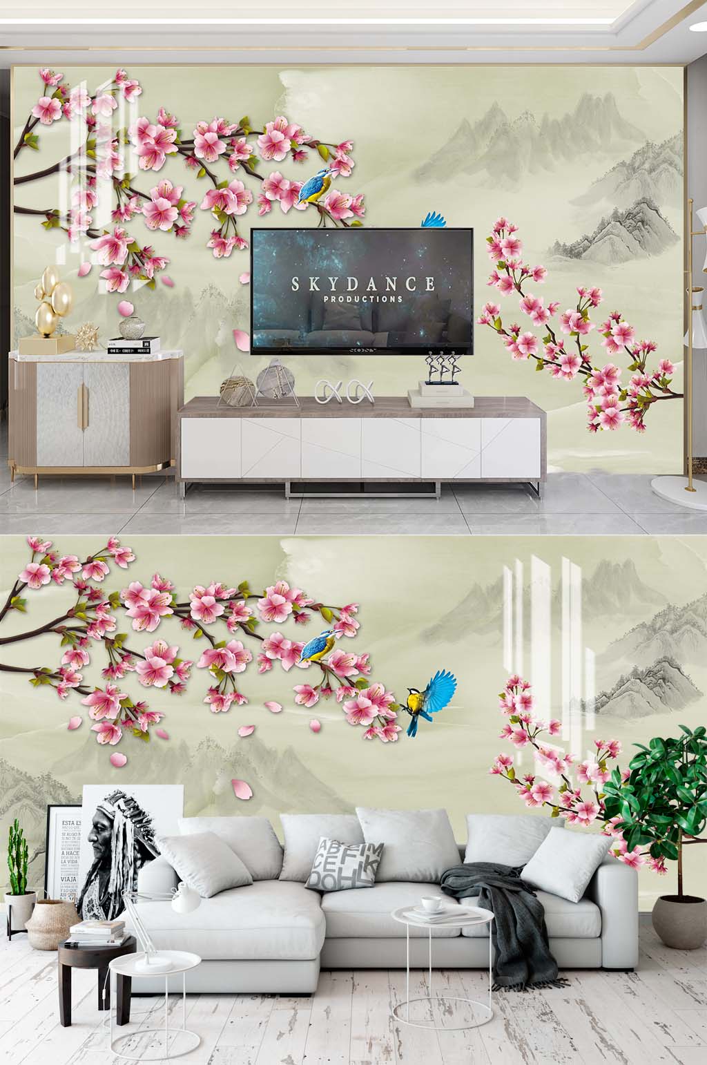 花鸟工笔电视背景素材