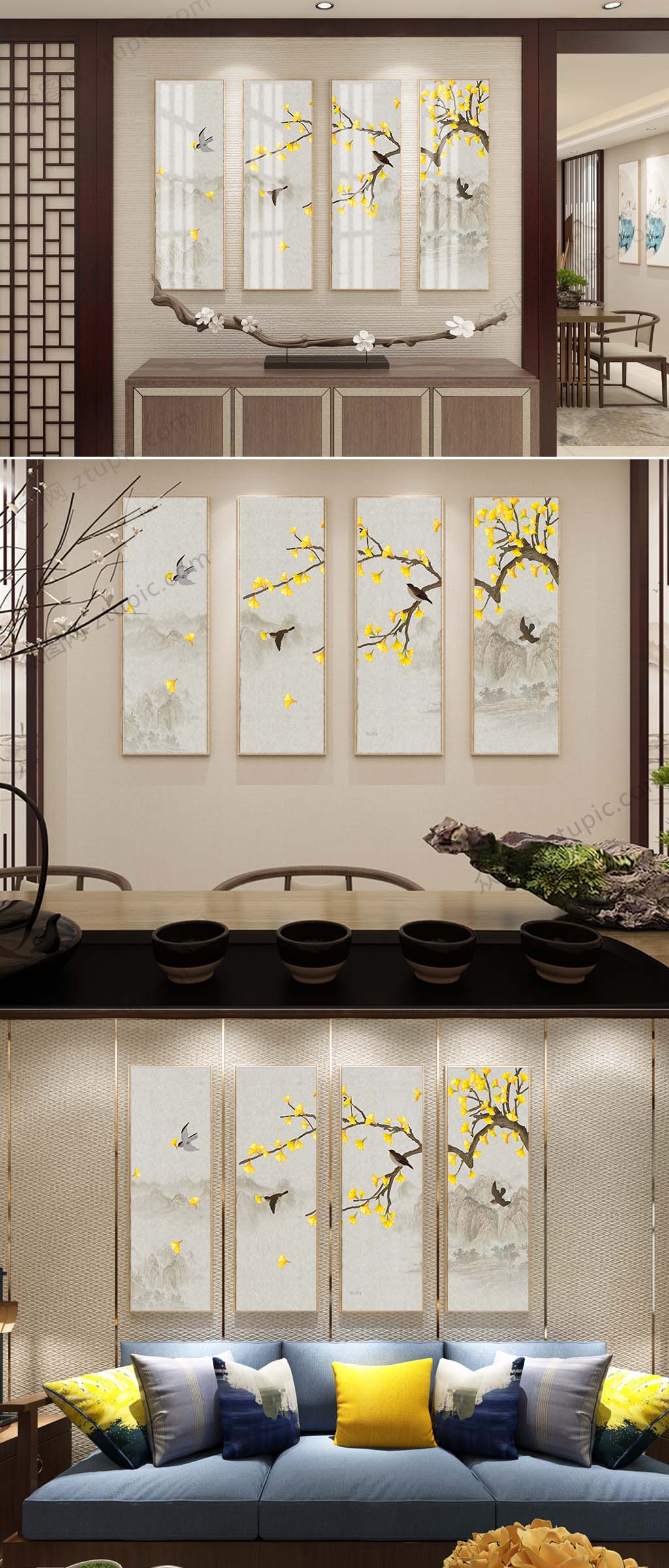 手绘花鸟装饰挂画素材