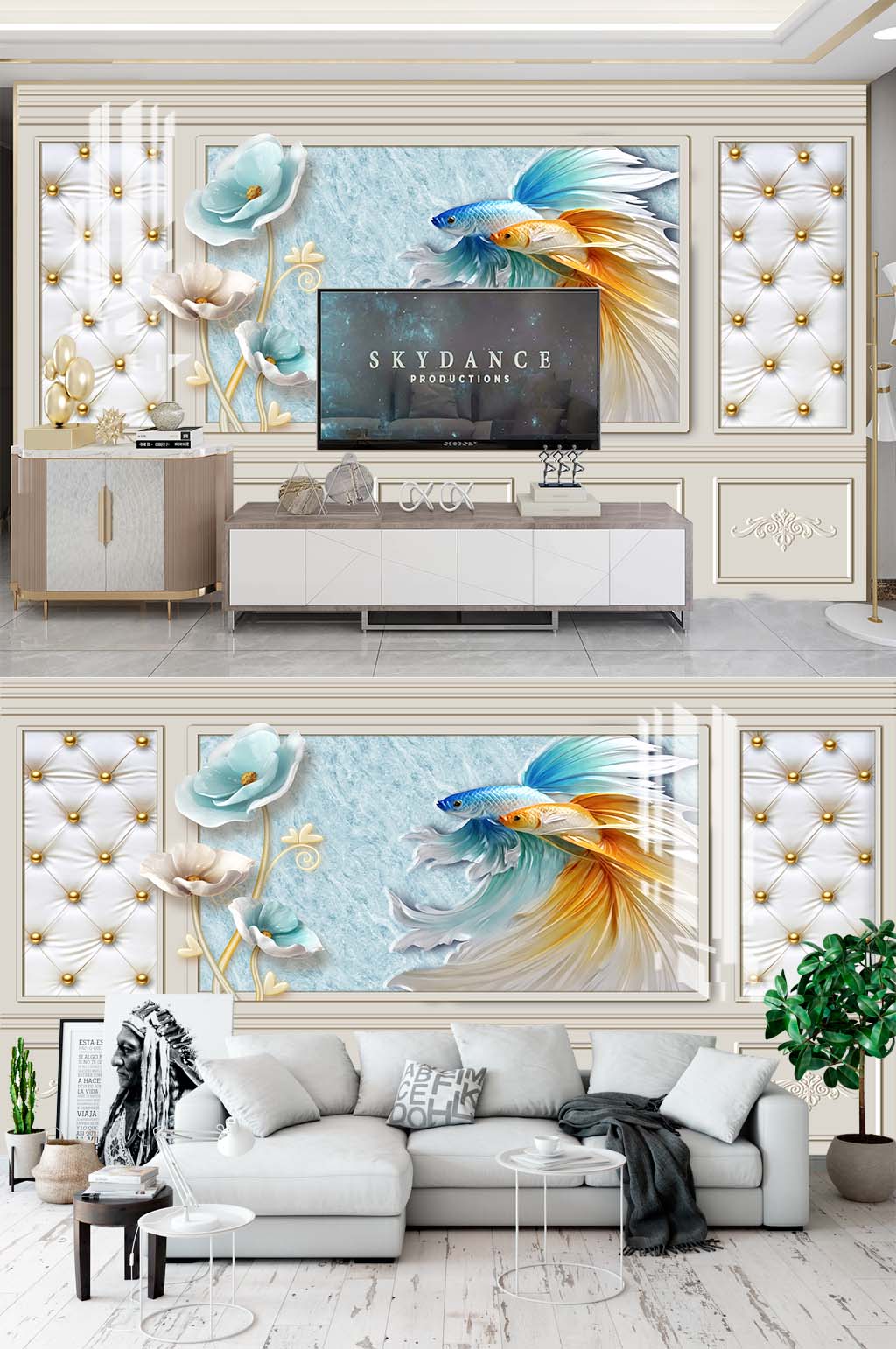 中式立体电视背景素材