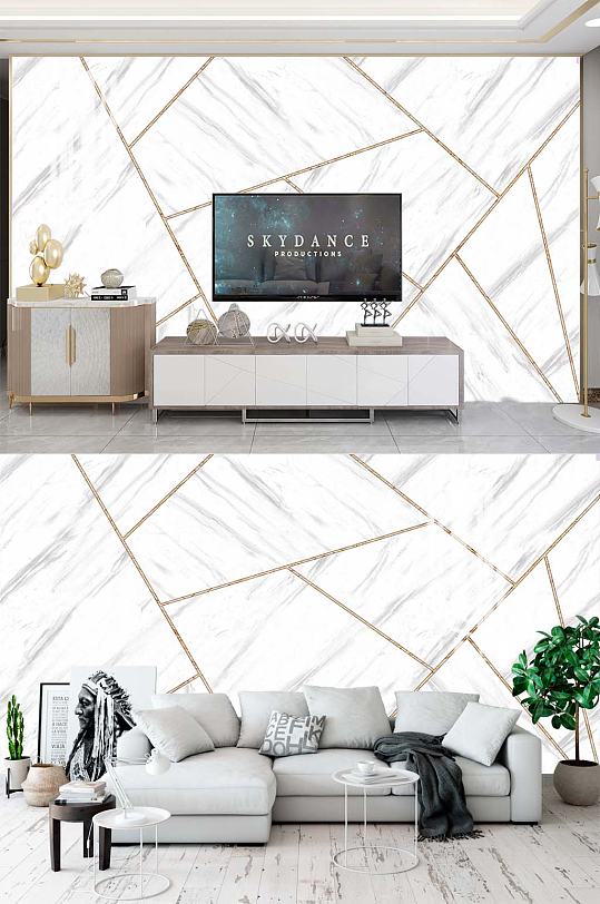 几何大理石电视背景-众图网