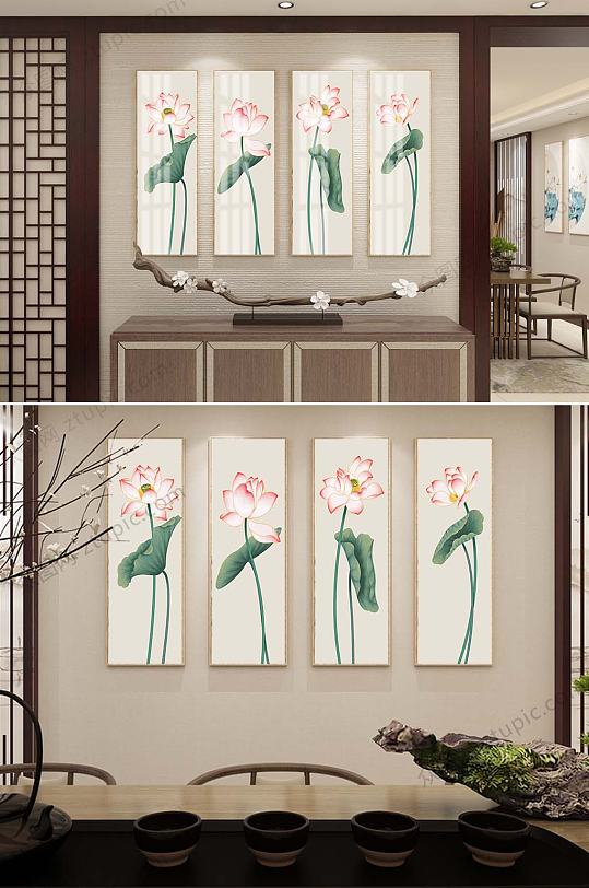 手绘荷花装饰挂画-众图网