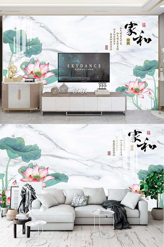手绘荷花电视背景-众图网