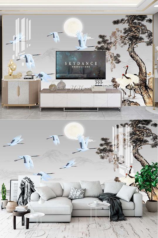 松鹤延年电视背景-众图网