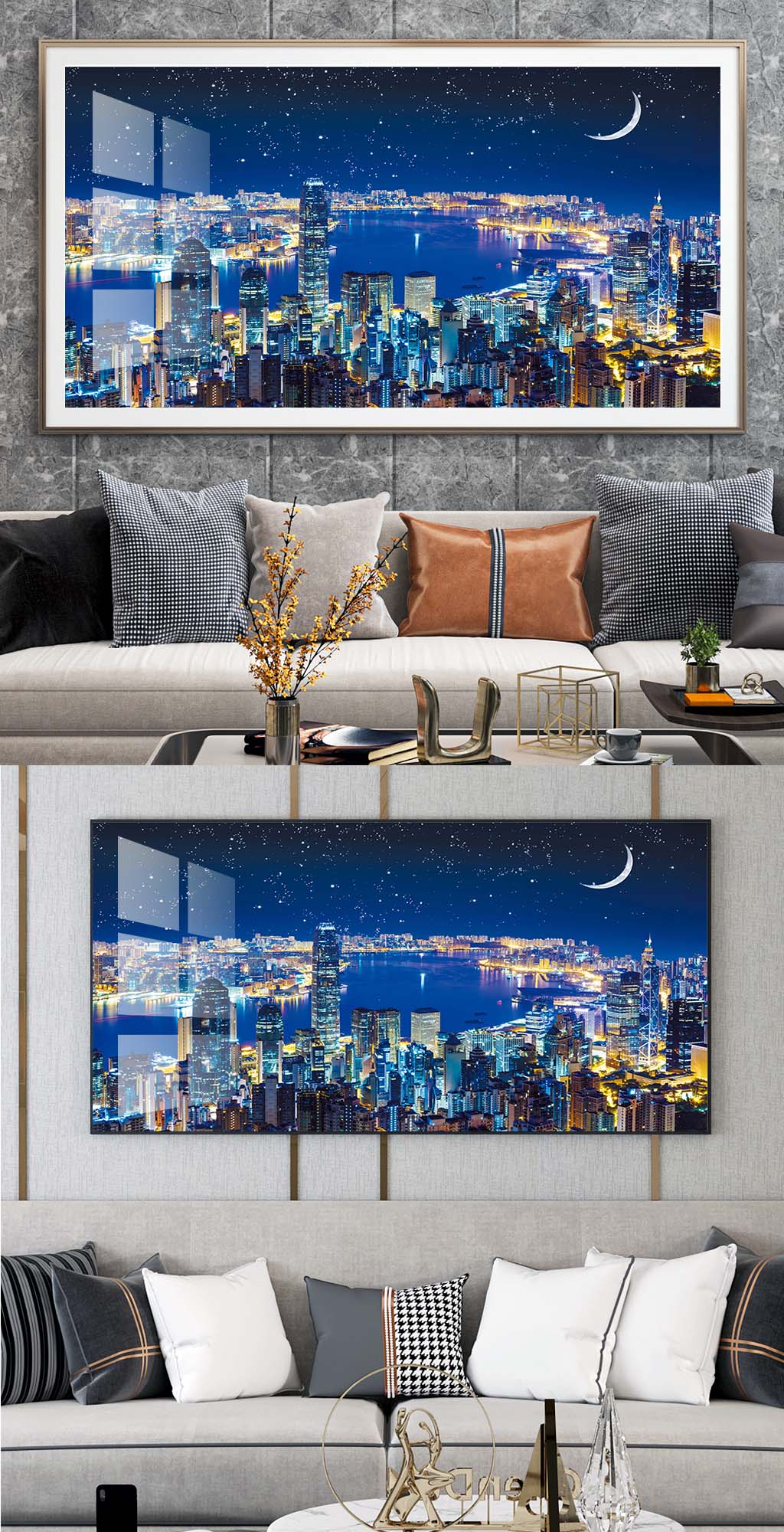 夜景现代装饰挂画素材