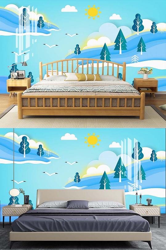 儿童卡通卧室背景-众图网