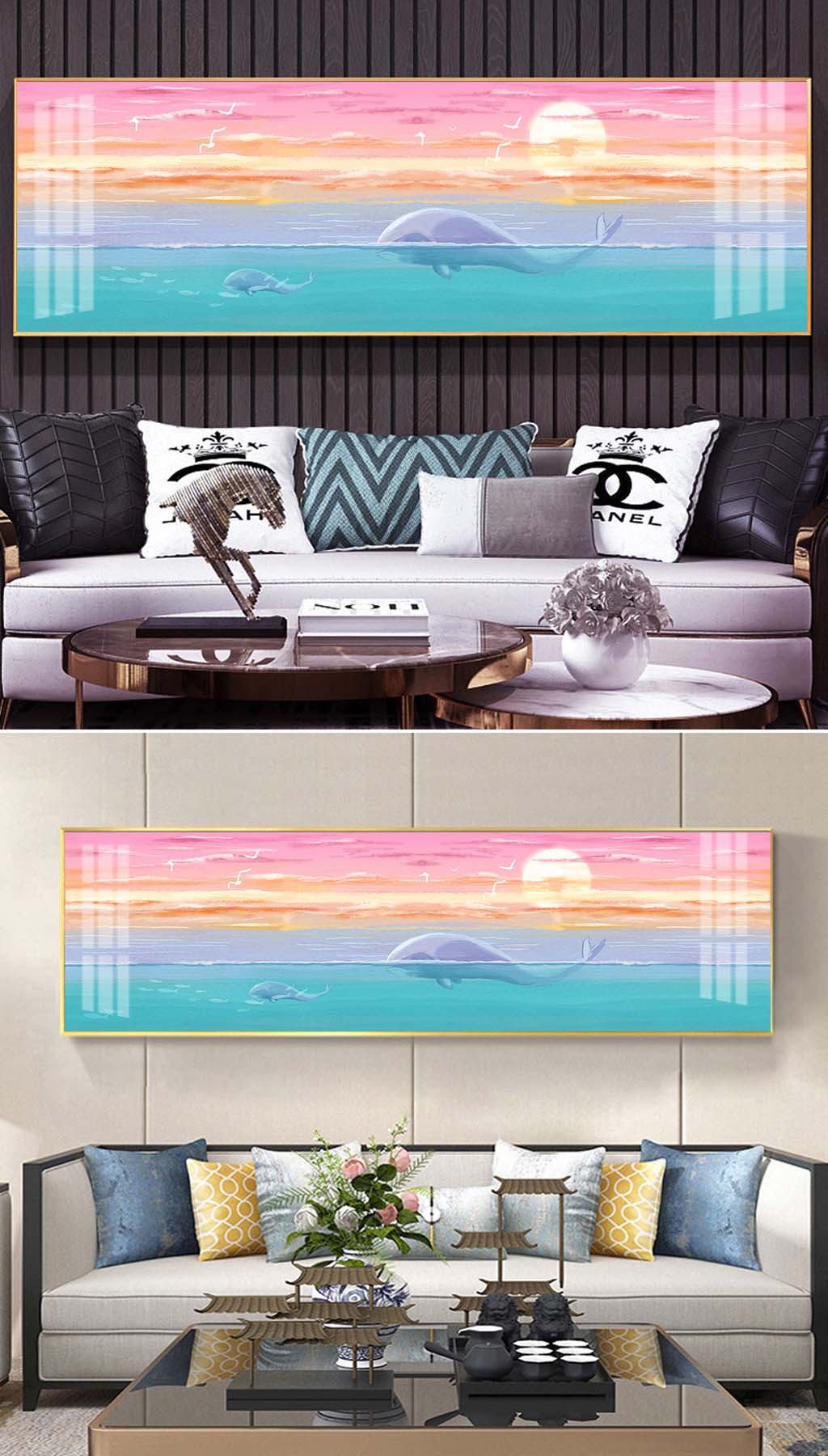 梦幻海豚装饰挂画素材