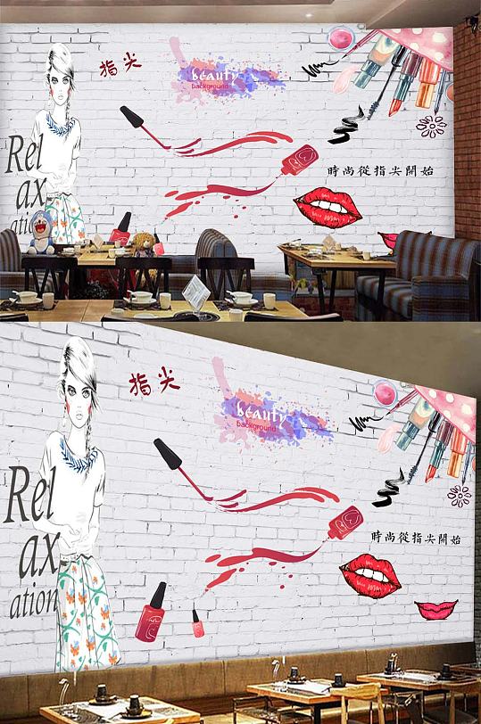 美甲墙绘工装背景-众图网