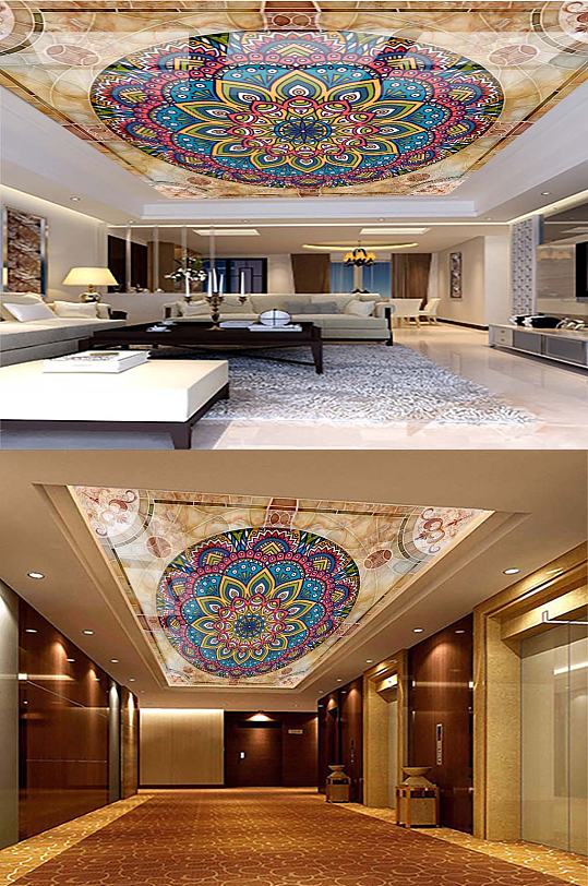 花纹欧式客厅天花吊顶-众图网