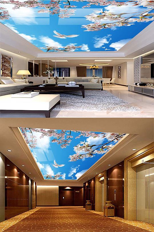 蓝天白云天花吊顶-众图网