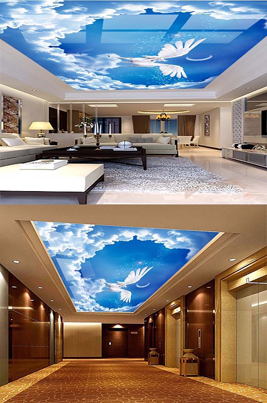 蓝天白云天花吊顶-众图网