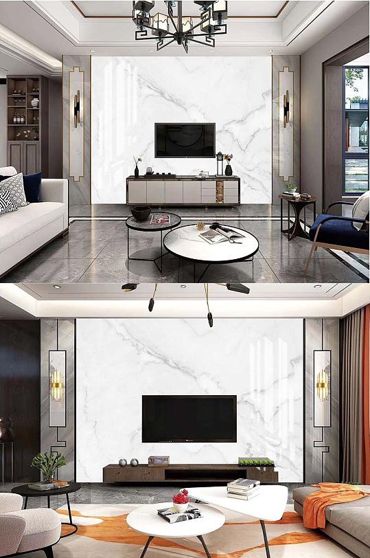 客厅大理石电视背景墙-众图网
