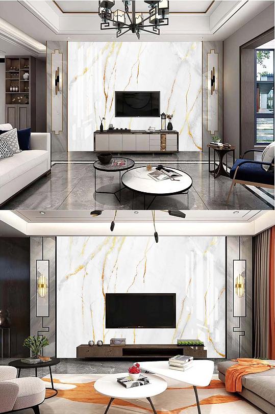 客厅大理石电视背景-众图网